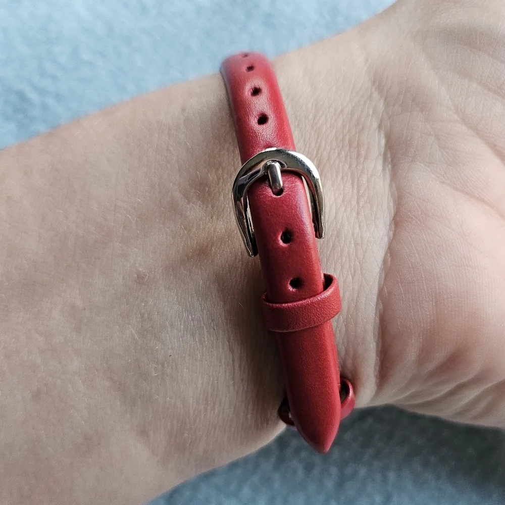 Avon Diamond Accent Watch, Mother of Pearl Dial, Red, Silver, NWT - Picture 4 of 14